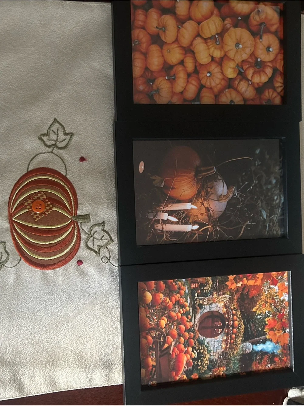 Autumn Pumpkin Wall Art Set - Black Frames 4x6